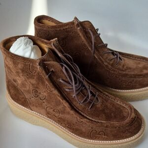 GUCCI Men's Suede Wood Brown Chukka Boots
